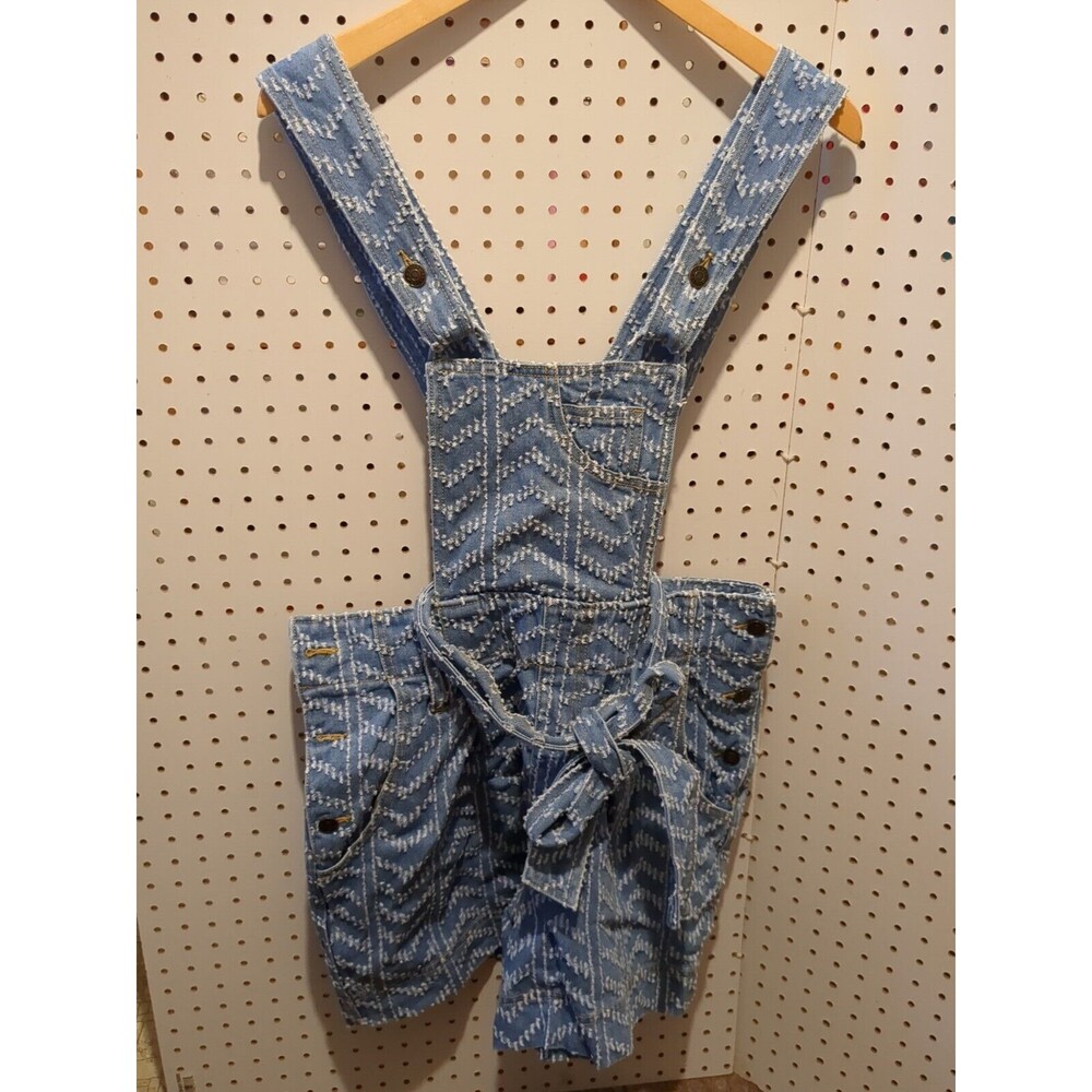 Happy Nature Kate Hudson Cosmos Romper Overall Denim Jean Shorts Size 14